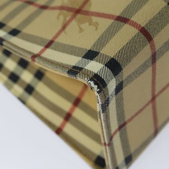 BURBERRY Nova Check Hand Bag PVC Leather Beige Auth yk13701 - Picture 16 of 16